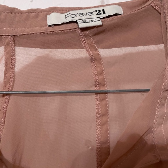 2000s FOREVER 21 mesh see through dusty rose pink blush button up - Picture 2 of 3